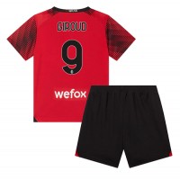 Koszulka piłkarska AC Milan Olivier Giroud #9 Strój Domowy dla dzieci 2023-24 tanio Krótki Rękaw (+ Krótkie spodenki)
